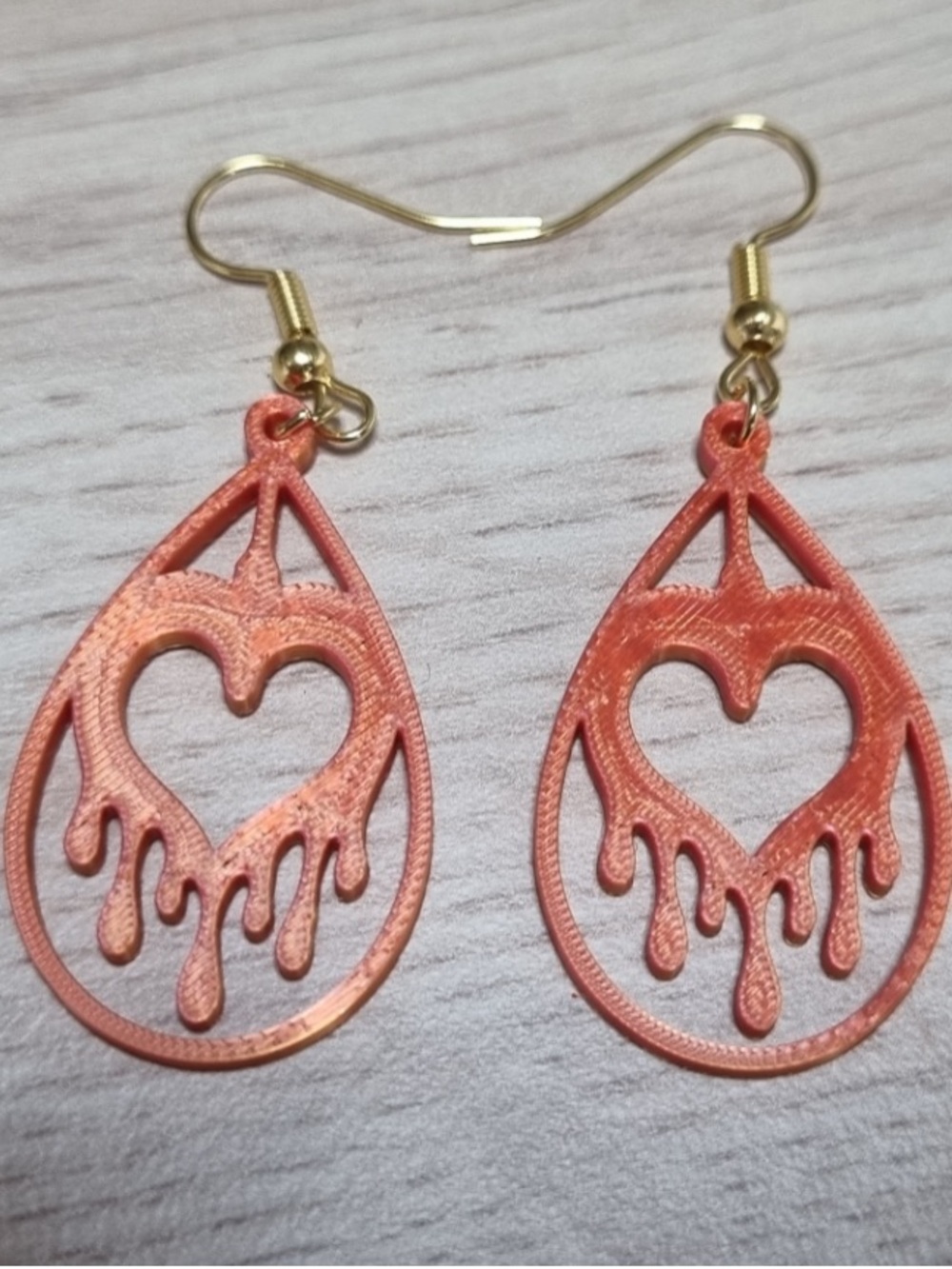 Women’s Coral Heart Drip Teardrop Earrings